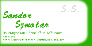 sandor szmolar business card